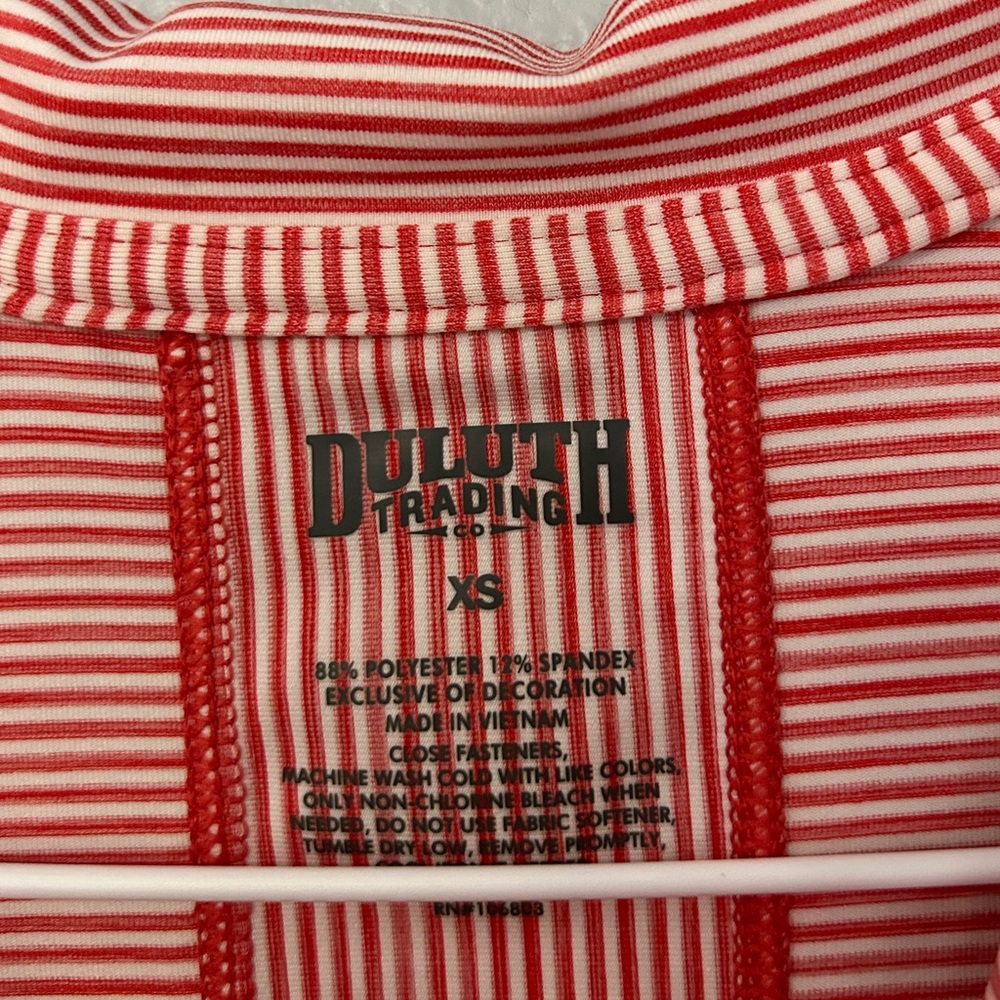 Duluth Trading Co Womens Pier Genius Full Zip Tunic Size X Small Orange Stripes - Picture 6 of 7